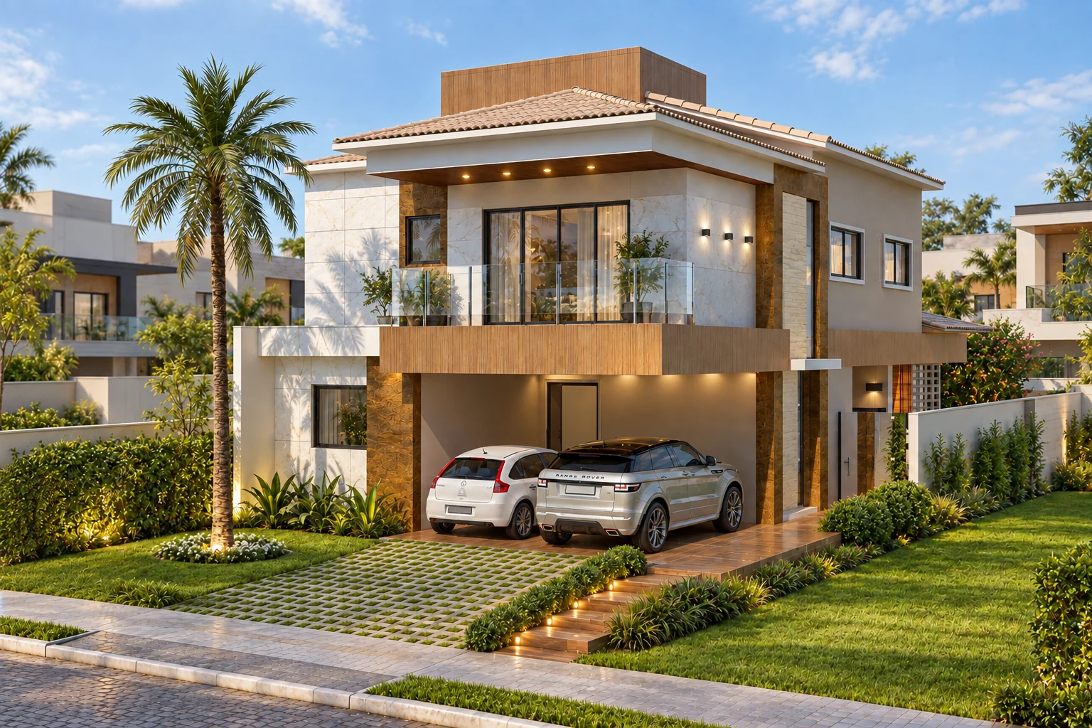 Fachada residencial — visualização 3D